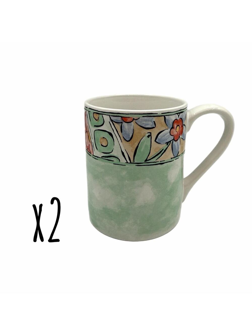 Set of 2 Vintage Corelle Coordinates Watercolors 11oz Coffee Mugs